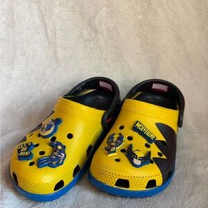 Wolverine Yellow and Black Kids Clog Sandals with Blue Trim